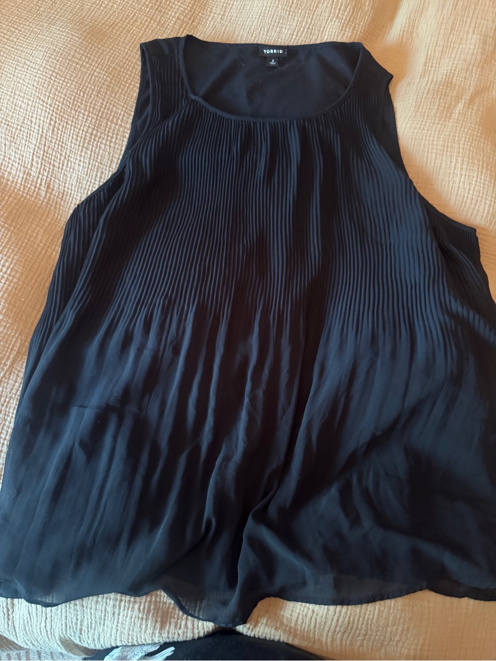 Torrid Black Pleated Chiffon Tank Top Size 2 Plus Size Flowy Blouse